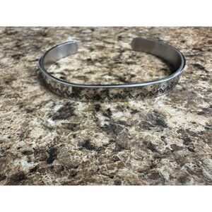 You Can Move Mountains Silver Tone Cuff Bracelet Adjustable Motivational Outdoor